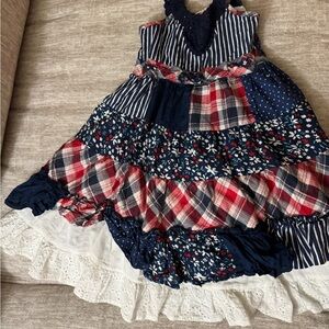 Navy and Red Patchwork Kids Dress